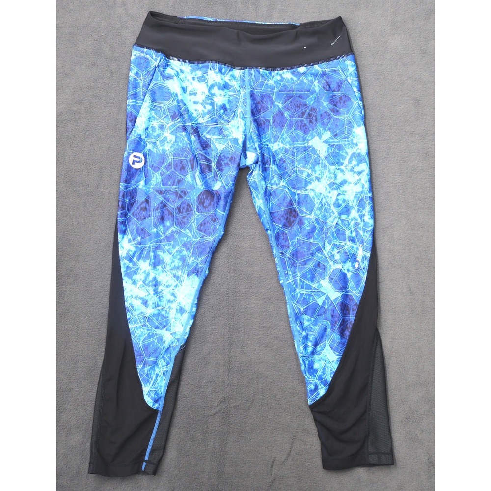 Pelagic Leggings Womens Small Blue Good Geometric Mesh Crop Fishing Activewear